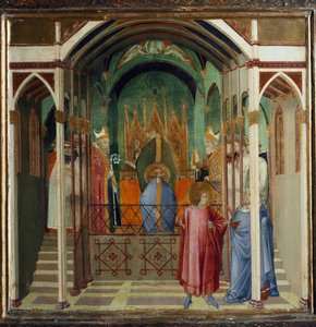 Elección de Nicolás como obispo de Myra. Escenas de la vida de San Nicolás de Ambrogio Lorenzetti