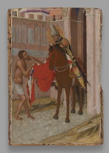 San Martín de Tours repartiendo su manto con un mendigo de Ambrogio Lorenzetti