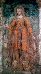 Santa Catalina de Siena. Fresco de Ambrogio da Fossano llamado Bergognone (1460-1523). Dim. 170x77 cm Milán, Pinacoteca de Brera