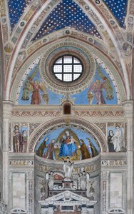Gian Galeazzo Visconti y sus hijos ofreciendo el modelo de la Cartuja a la Virgen María de Ambrogio da Fossano