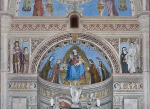 Gian Galeazzo Visconti y sus hijos ofreciendo el modelo de la Cartuja a la Virgen María de Ambrogio da Fossano