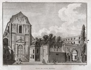 La iglesia de los Blancs Manteaux en el distrito de Marais en París. circa 1780 (grabado) de Ambroise Louis Garneray