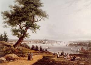 Vista de la ciudad de Nueva York en 1840. Litografía de Louis Ambroise Garneray (1783-1857). París. BN de Ambroise Louis Garneray