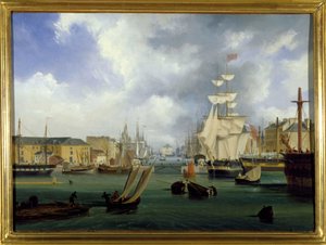 El puerto de Le Havre, el Gran estanque, por Louis Garneray, sd. circa 1820
