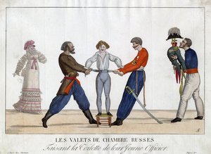 Aseo de un joven oficial ruso - Garneray, Ambroise Louis (1783-1857) - c. 1815 - Aguafuerte, acuarela - Colección privada de Ambroise Louis Garneray