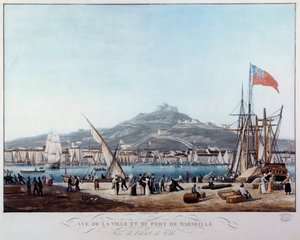 Vista del puerto de Marsella durante la Restauración Acuarela por Ambroise Louis Garneray (1783-1857) siglo XIX Marsella, Museo de la Marina de Ambroise Louis Garneray