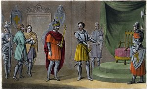 Chilperico II (670 - 721) fue colocado en el trono por Rainfroi en 715. Diseñado y grabado por Ambroise Tardieu en 1825 de Ambroise Tardieu
