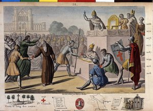 Dios lo quiere: en el Concilio de Clermont (hoy Clermont Ferrand, Auvernia), Pedro el Ermitaño predica la primera cruzada ante el Papa Urbano II