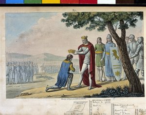 Enrique I (1008 - 1060), dinastía Capeto. Vencedor de su hermano Roberto el Viejo, lo perdonó y le dio el Ducado de Borgoña en 1016 - Diseñado y grabado por Ambroise Tardieu en 1825. de Ambroise Tardieu