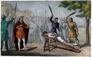 El señor Bodillon es azotado tras quejarse de la subida de impuestos de Childerico II (653-73) - Childerico II ha atado a un poste, y golpeado como a un esclavo, a un señor borgoñón llamado Badillon o Bodillon, por haberse atrevido a presentarle el peligro de Ambroise Tardieu
