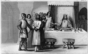 Roberto II, el Piadoso (ca. 970-1031) libera a los conspiradores - Roberto II llamado “El Piadoso” (ca 972-1031), dinastía de los Capetos - Sabiendo que 2 conspiradores habían sido condenados a muerte, los hizo comulgar, tratarlos bien y luego liberarlos - de Ambroise Tardieu
