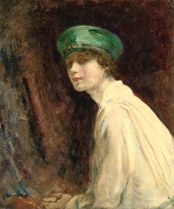 El Sombrero Verde, un retrato de la Sra. Claude Johnson, 1918
