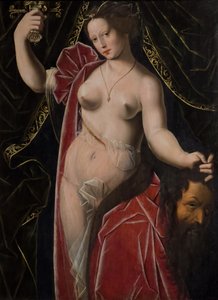 Judith sosteniendo la cabeza de Holofernes, c. 1530-1533 (Óleo sobre madera) de Ambrosius (after) Benson