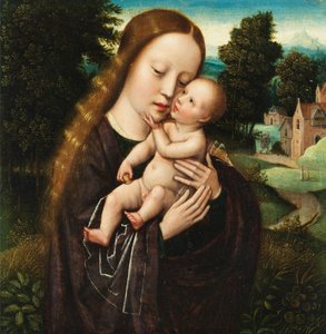 Ambrosius Benson María con el Niño en un paisaje de Ambrosius Benson