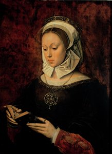 Joven Mujer Leyendo un Libro de Horas