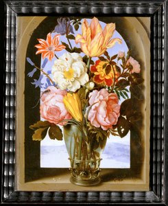 Ramo de flores en un arco de piedra que da a un ... de Ambrosius II Bosschaert