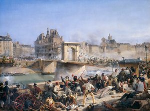 Ataque al Hotel de Ville y combate en el Puente de Arcole, 28 de julio de 1830 de Amédée Bourgeois