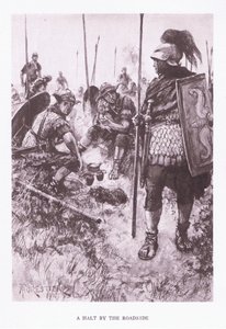 Una parada al borde del camino, ilustración de El Soldado Romano, 1928 de Amedee Forestier