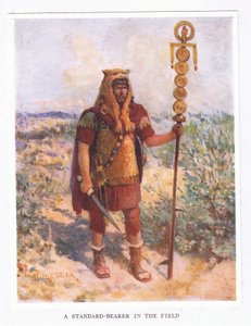 Un abanderado en el campo, ilustración de El Soldado Romano, 1928