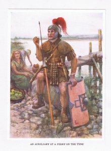 Un auxiliar en un ferry en el Tyne, ilustración de El Soldado Romano, 1928