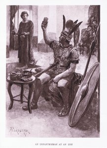 Un infante en una posada, ilustración de El Soldado Romano, 1928