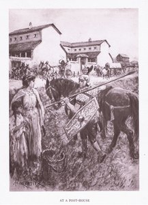 En una casa de postas, ilustración de El Soldado Romano, 1928