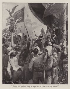 Feliz y gloriosa, larga vida a la reina, ¡Dios salve a la Reina!