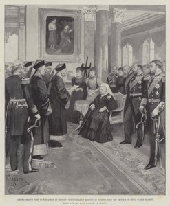 Visita de Li-Hung-Chang a la Reina en Osborne, Su Excelencia leyendo un discurso del Emperador de China a Su Majestad de Amedee Forestier