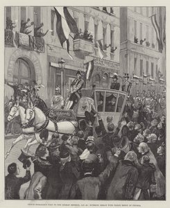 Visita del príncipe Bismarck al emperador alemán, 26 de enero, entrando en Berlín con el príncipe Enrique de Prusia