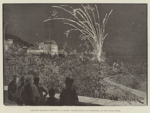 Cumpleaños de la Princesa Beatriz en Grasse, Iluminaciones y Fuegos Artificiales en el Grand Hotel