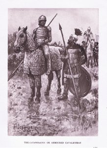 El Cataphractus o caballero acorazado, ilustración de El Soldado Romano, 1928