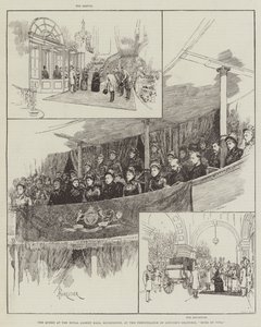 La Reina en el Royal Albert Hall, Kensington, en la interpretación del Oratorio de Gounod, Mors et Vita