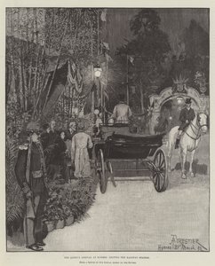 La llegada de la Reina a Hyeres, saliendo de la estación de tren de Amedee Forestier