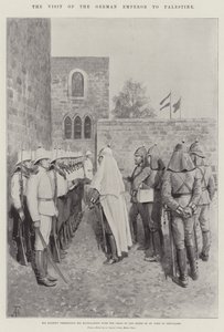 La visita del emperador alemán a Palestina, Su Majestad presentando a sus marineros con la Cruz de la Orden de San Juan de Jerusalén