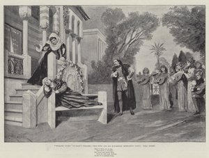 Noche de Reyes, en el Teatro de Daly, el Duque y su casa serenando a Olivia, Viola dormida de Amedee Forestier