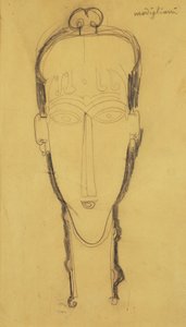 Cabeza de una cariátide con tocado, 1911 de Amedeo Modigliani