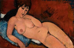 Desnudo sobre un cojín azul de Amedeo Modigliani