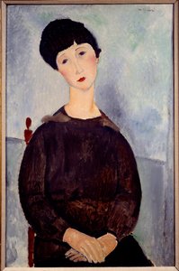 Retrato de una chica morena sentada pintado por Amedeo Modigliani de Amedeo Modigliani