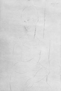 Retrato de una joven sentada. Medio cuerpo, cabeza hacia la izquierda