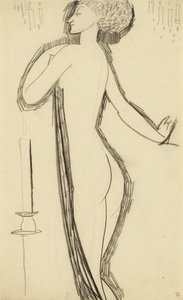 Desnudo femenino de pie en perfil con vela encendida, c. 1911