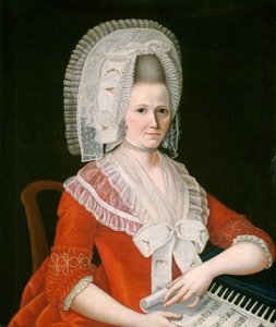 Dama con Gran Sombrero Blanco de American 18th Century