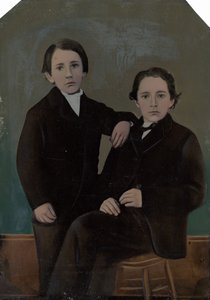 Retrato de dos niños de American 19th Century