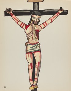 Placa 26: Cristo crucificado: Del portafolio "Diseños coloniales españoles de Nuevo México" de American 20th Century