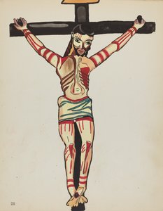 Lámina 26: Cristo Crucificado, Taos: Del Portafolio "Diseños Coloniales Españoles de Nuevo México" de American 20th Century