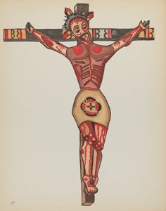 Placa 27: Cristo crucificado: De la cartera "Diseños coloniales españoles de Nuevo México" de American 20th Century