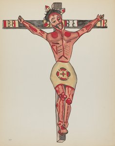 Plato 27: Cristo Crucificado, Mora: Del Portafolio "Diseños Coloniales Españoles de Nuevo México"
