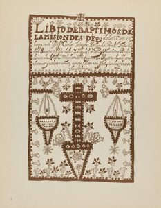 Placa 2: Libro de bautismos de Jemez: Del portafolio "Diseños coloniales españoles de Nuevo México"