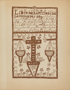 Placa 2: Libro de bautismos de Jemez: De la cartera "Diseños coloniales españoles de Nuevo México"
