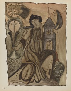 Placa 41: Santa Bárbara: Del portafolio "Diseños coloniales españoles de Nuevo México" de American 20th Century