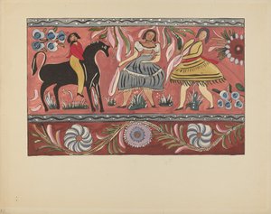 Placa 42: Diseño de Cofre Pintado: De la Cartera "Diseños Coloniales Españoles de Nuevo México" de American 20th Century